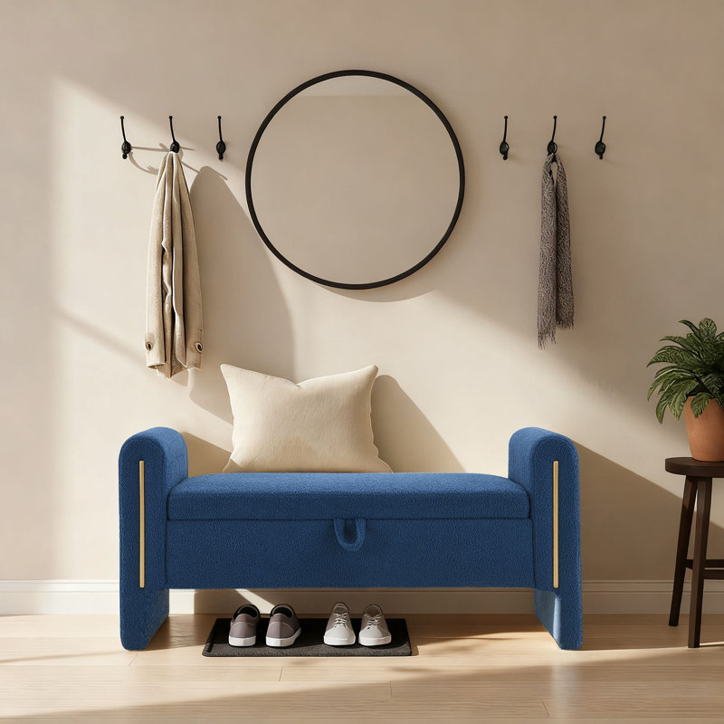 Banc de rangement en tissu Teddy, Marine