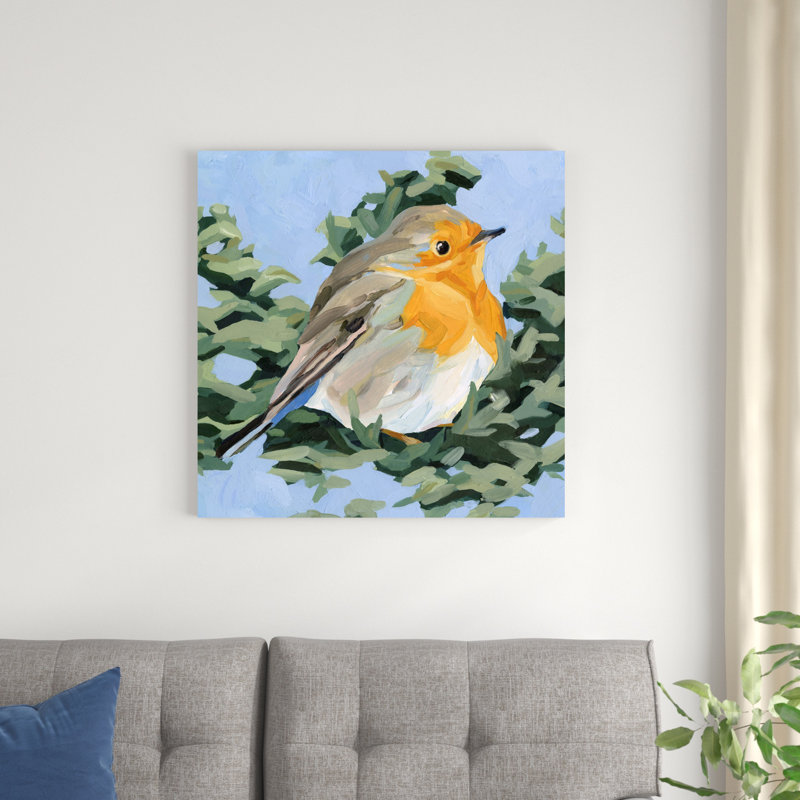 " Painterly Bird I " by Emma Scarvey Painting Print, 30" H x 30" W  