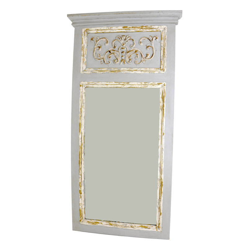 Romeo Flat Solid Wood Wall Mirror, Gray/Blue/White