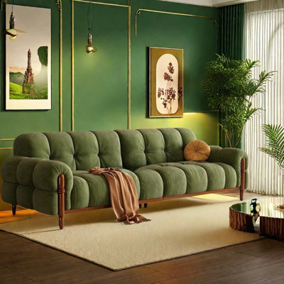 American Retro Dark Green Fabric Sofa