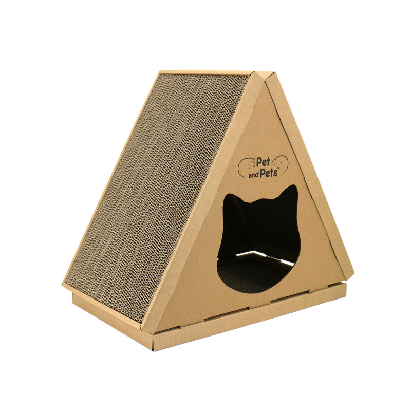 Eco-Friendly Cardboard Cat House with Scratch Boards