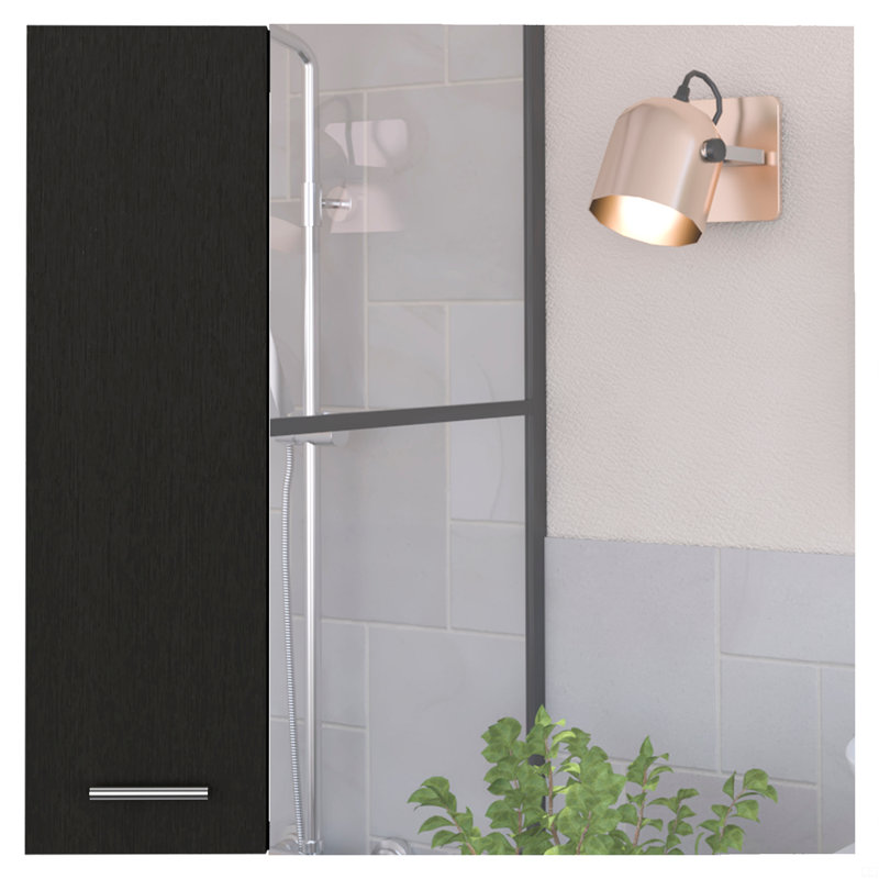 Pharmacie, quatre tablettes internes, porte double, Noir