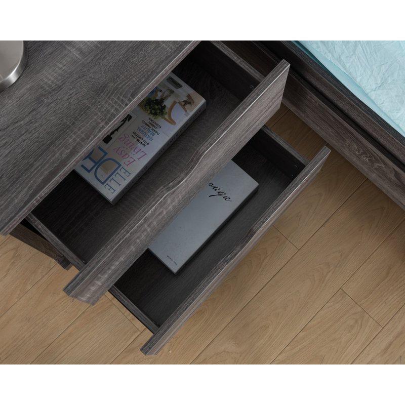 2 - Drawer Nightstand, Distressed Gray