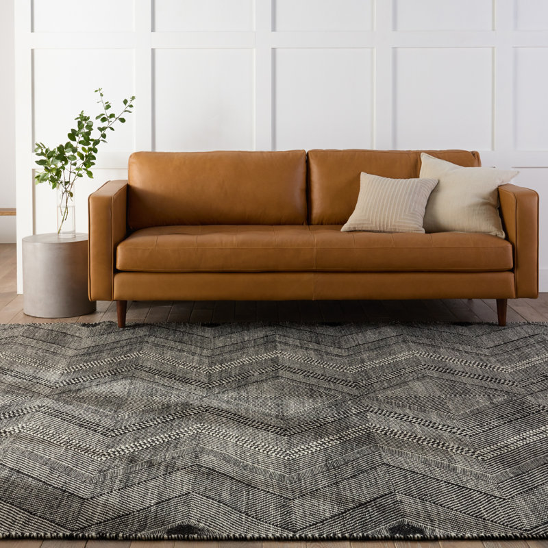 Satori Wool Geometric Area Rug in Black, Rectangle 5' x 8'
