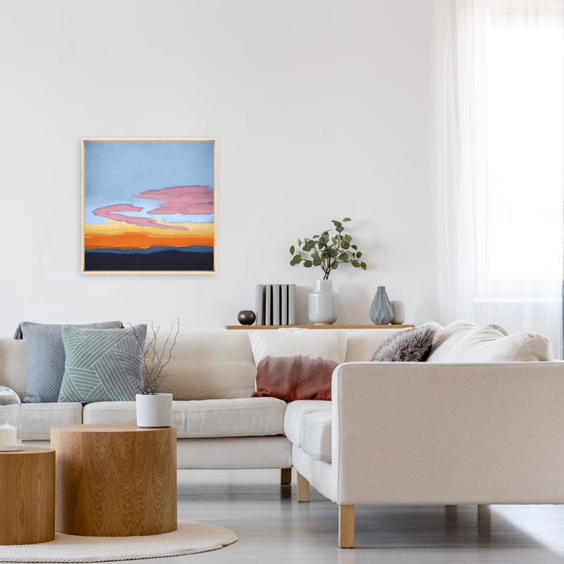 October Sunrise, No, Beige Floater Frame Canvas