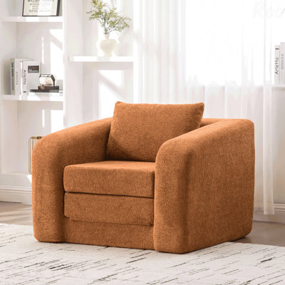 Canapé-lit pliable de 40 po avec accoudoirs et dossier individuels, pour un salon confortable Tissu en chenille convertible enveloppé dans un tissu de style désossé