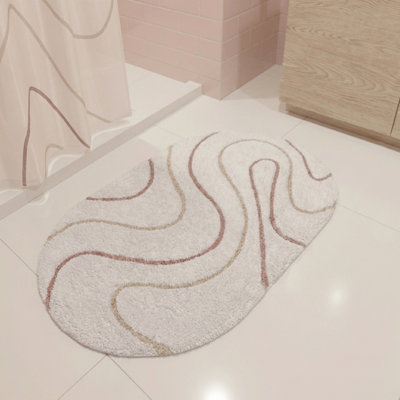 Soft Pink Swirl Oval Bath Mat, 45x72 cm