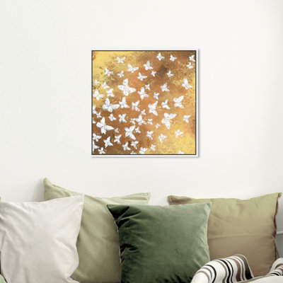 " Animals Gold Butterflies In The Wind, Cabin / Lodge Gold " Painting Print