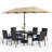 Rectangular Metal 6-People Patio Dining Set With Umbrella-117435352