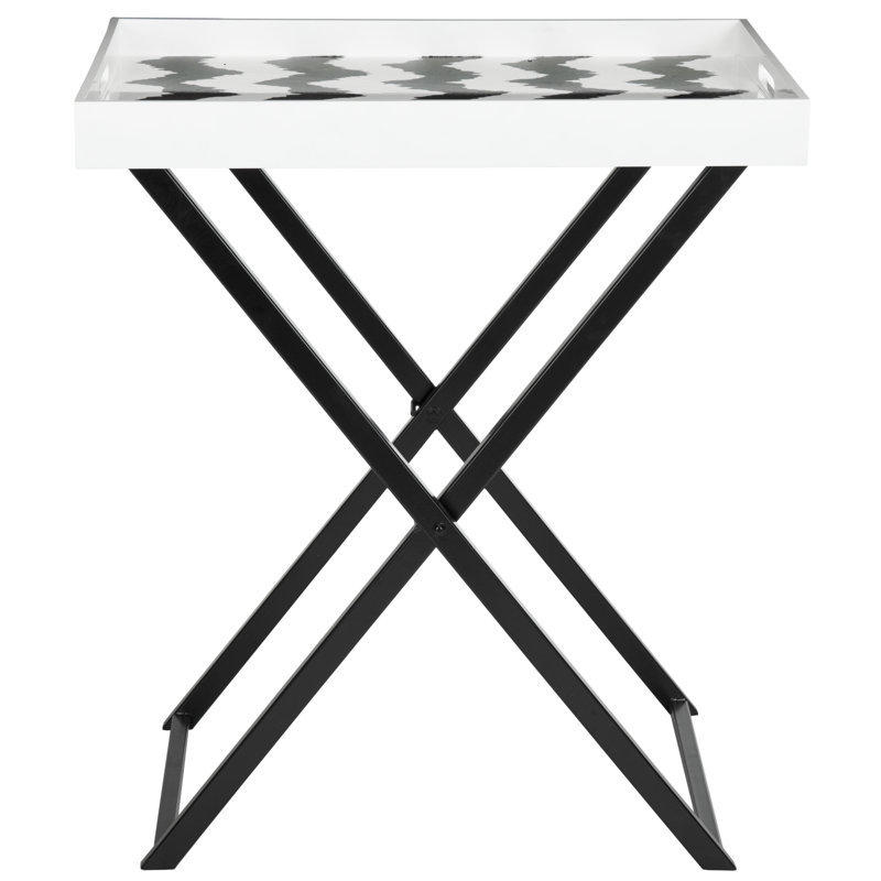 Table de bout à pieds croisés avec plateau Penelema, Noir / blanc