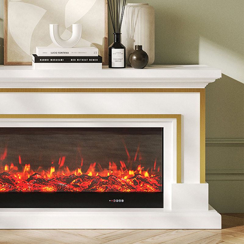 Meuble télé avec foyer électronique minimaliste français, 78.74"