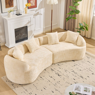 Canapé beige courbé et compressé, conception créative de style nordique pour le salon, confortable, doux et adapté à de multiples cas de figure