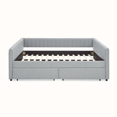 Linen Upholstered Daybed with 2 Drawers