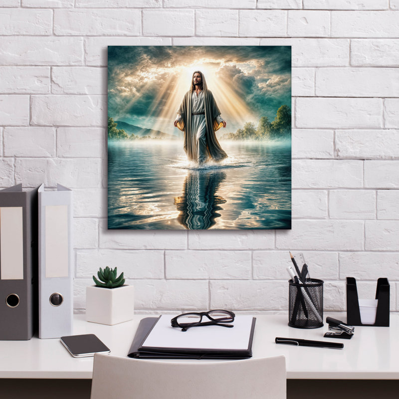  'Jesus Walking On Water' by Rey Klimt Canvas Wall Art, 18" x 18", 18" H x 18" W x 0.75" D