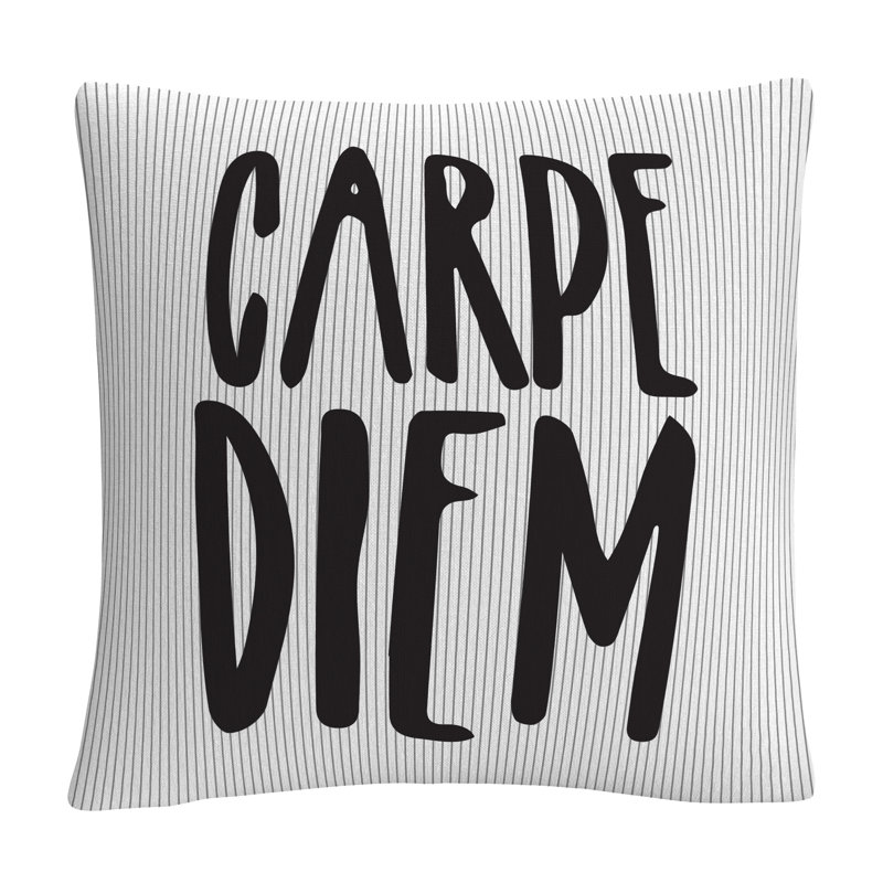 Coussin décoratif à rayures ABC typographique Carpe Diem