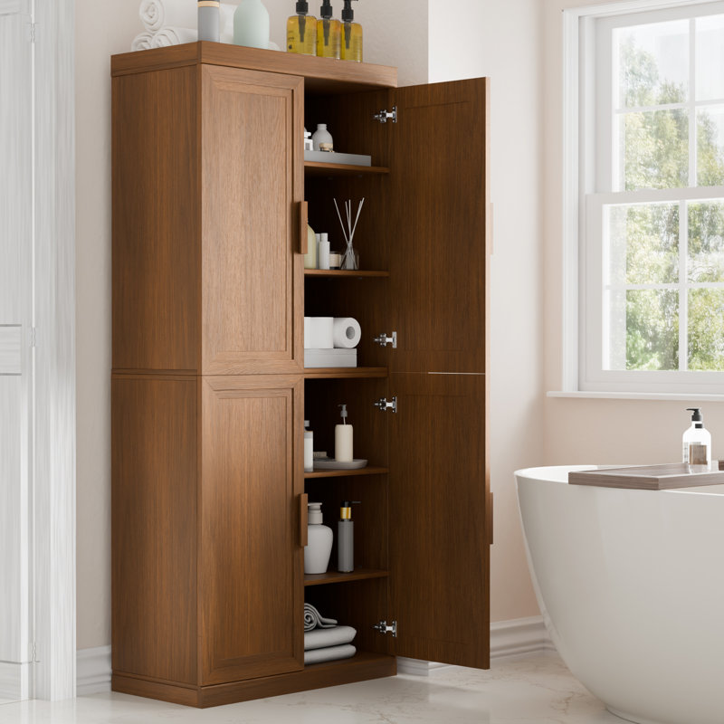 Buffet à portes en bois avec tablettes réglables, Noyer, H 36 po x l 31 po x P 16 po