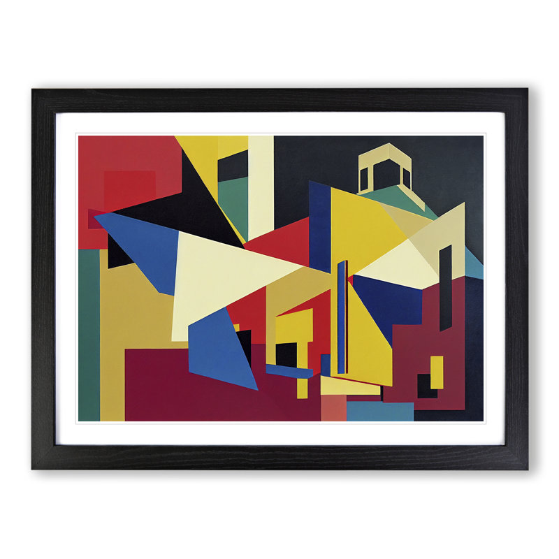 Abstract Art Suprematism Vol.4 - Single Picture Frame Painting, Black, 46cm H x 64cm W x 2cm D
