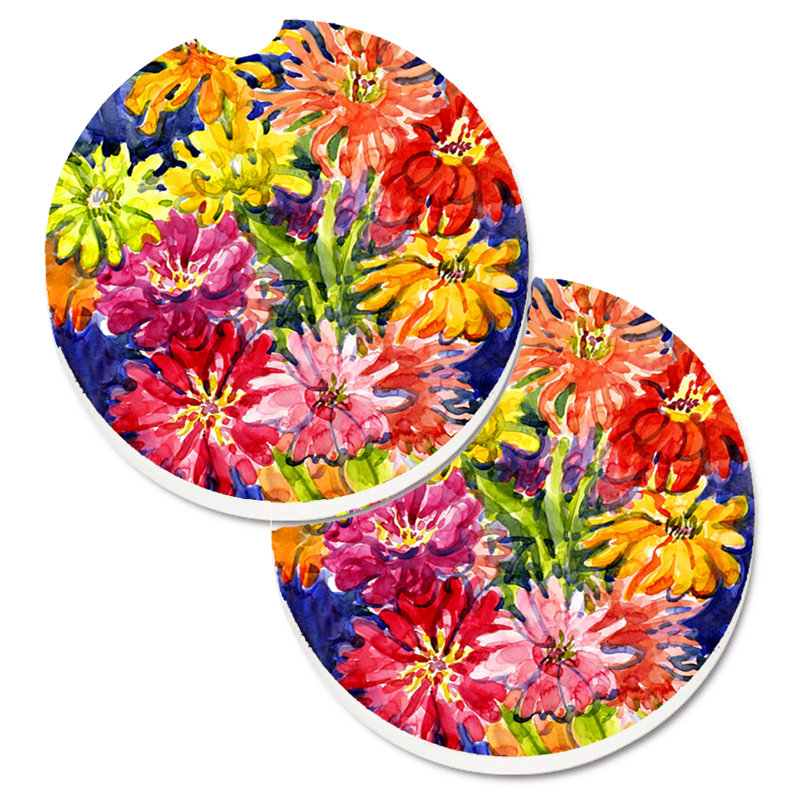 Ceramic Round 2 Piece Car Coaster Set