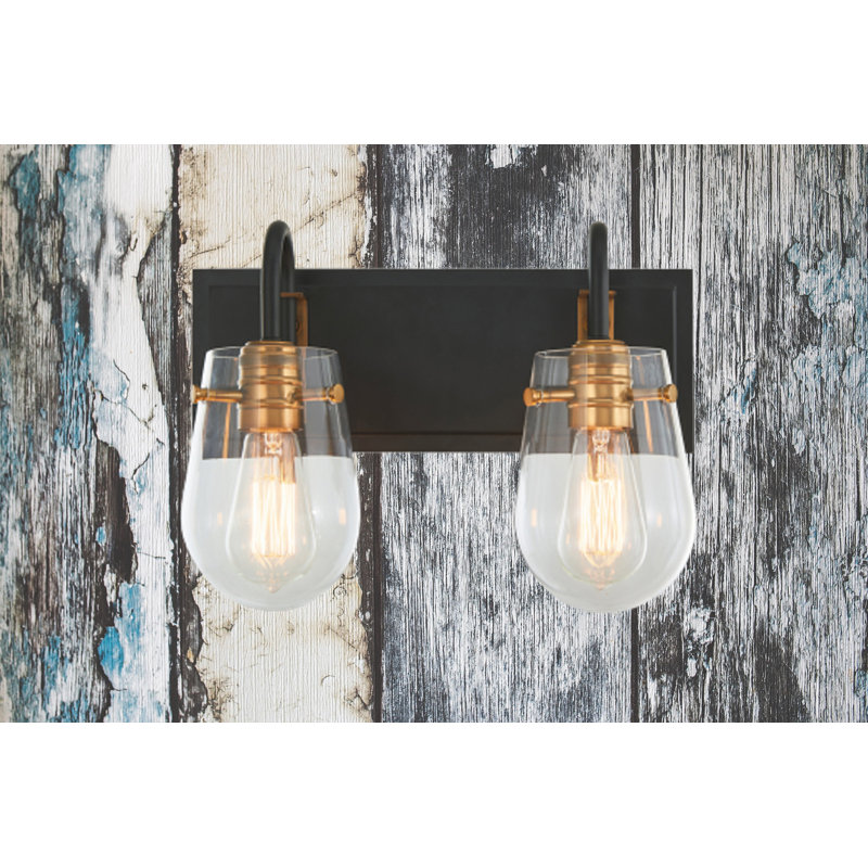 Éclairage pour salle de bain 2 lumières noir mat / laiton Brodyard Foundry