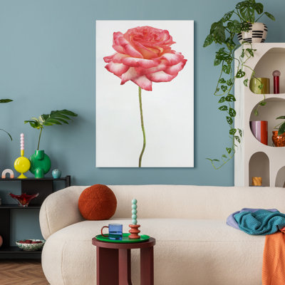 « rose sur blanc », impression sur verre Rose