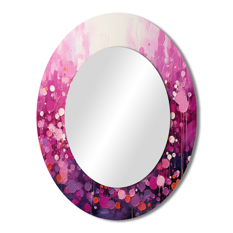 Magenta Magic - Landscapes Oval Decorative Mirror On Metal, 43" x 33"