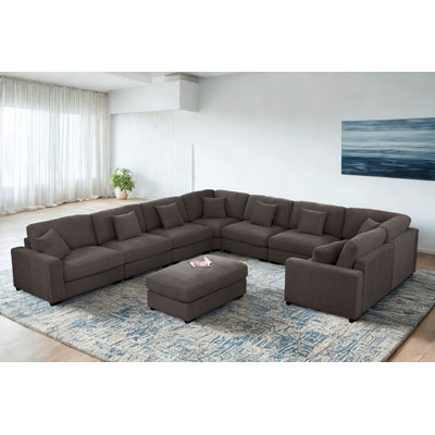 Avery Modern Style Degeorge Sofa U-shape 8-seat With Ottoman