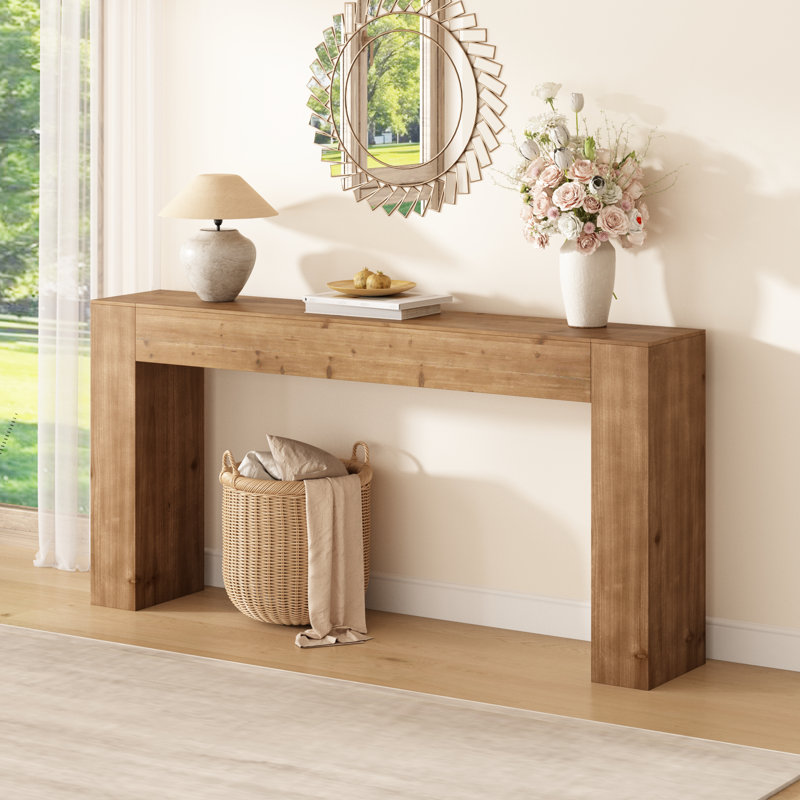 Danzler 63" Solid Wood Console Table — Long Farmhouse Entryway & Sofa Table For Hallway, Foyer