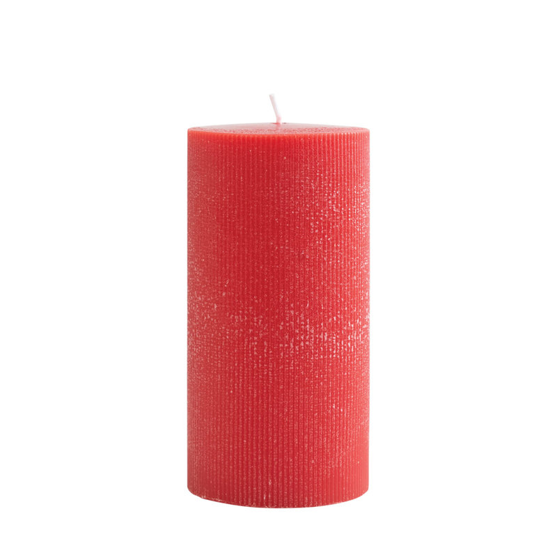 Bougie pilier non parfumée à plis thermolaqués, Pilier 3 po x 3 po, Rouge