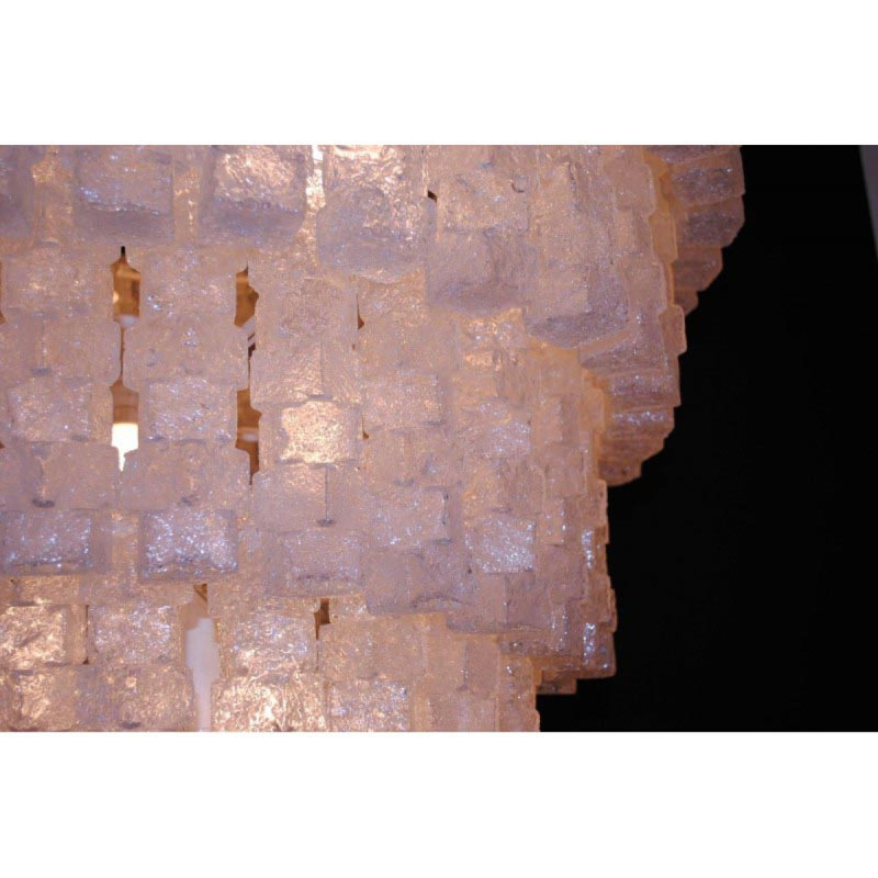 Lustre Mizrahi, Bronze, Transparent texturé, H 65 po x l 33 po x P 33 po