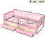 Lit plateforme simple TG en rose, garde-corps pleine longueur, rangement spacieux, conception centrée rose, garde-corps, tiroirs de rangement-1000204670