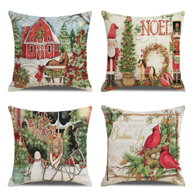 Christmas Throw Pillow Covers 18 X 18 Inch Set Of 4