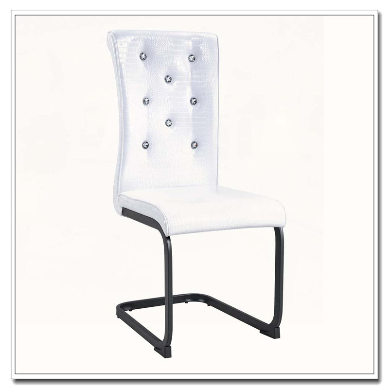 Chaises de salle à manger rembourrées en similicuir, Blanc, Noir