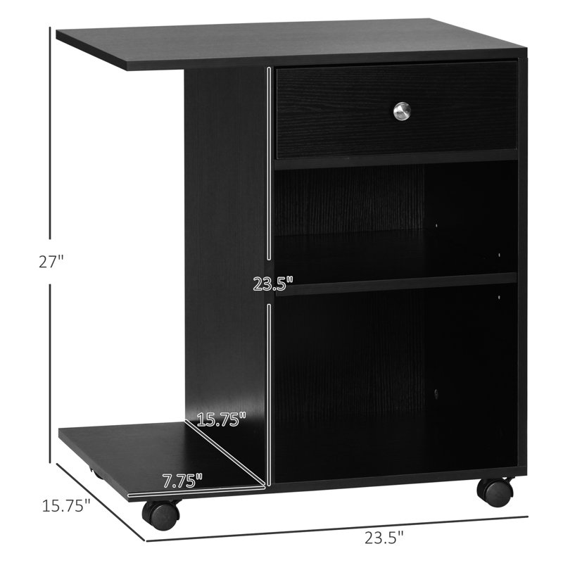 Support d'imprimante portable avec tablette réglable et grand espace de rangement pour scanneurs de bureau