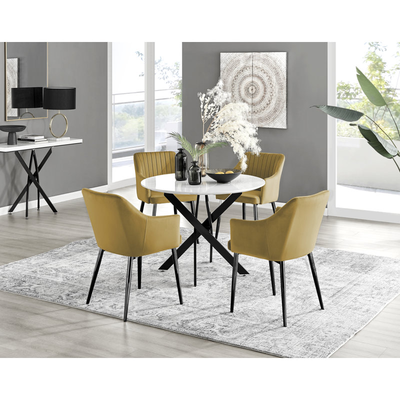 Ensemble repas pour 4 personnes Aashif, Moutarde / Noir