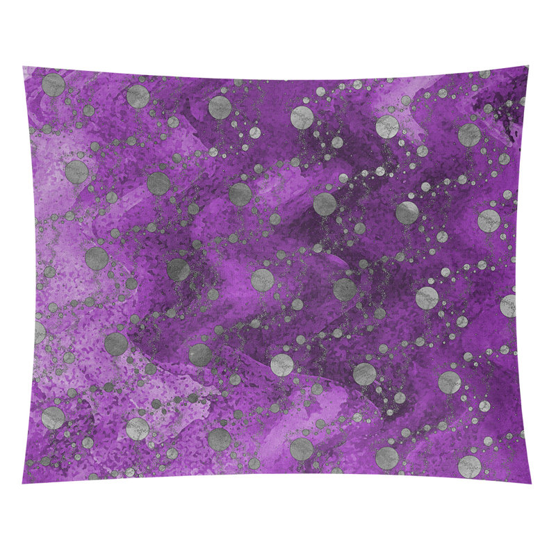 Tapisserie murale planète stars, H 51,5 po x l 60,5 po, Mauve / Gris
