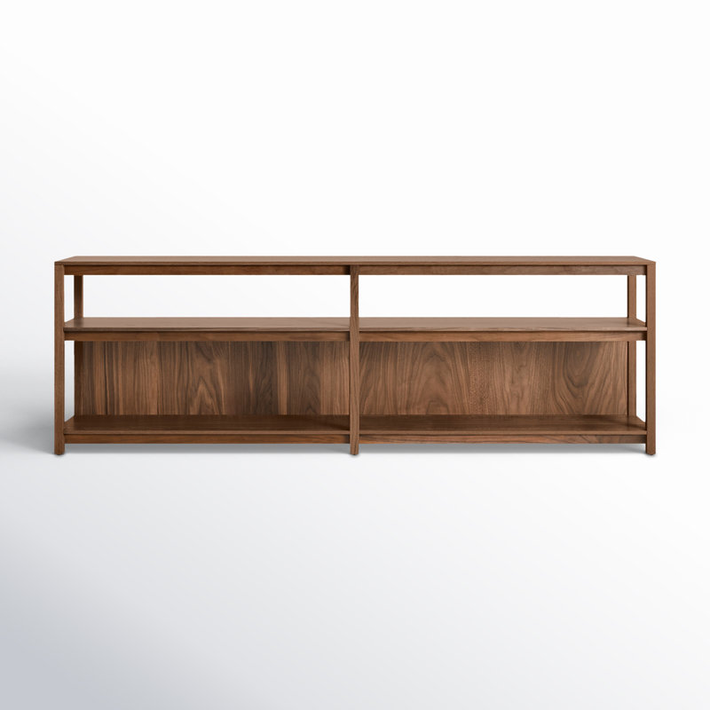 Open Plan Solid Wood Bookcase, (2 Shelves) 26" H x 80" W x 13" D, Walnut