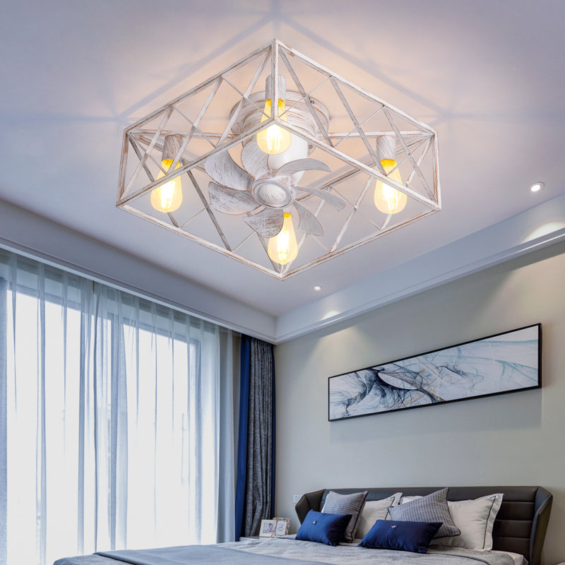 18" Ceiling Fan With Lights And Remote-Square