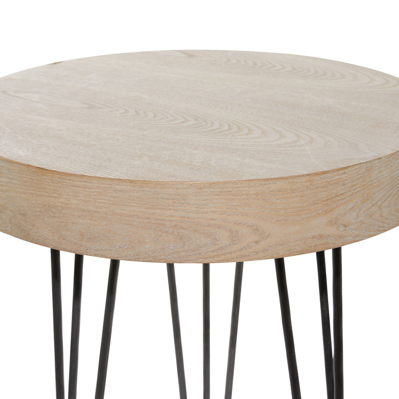 Elegant Round 20" Wood and Metal Accent Table in Brown