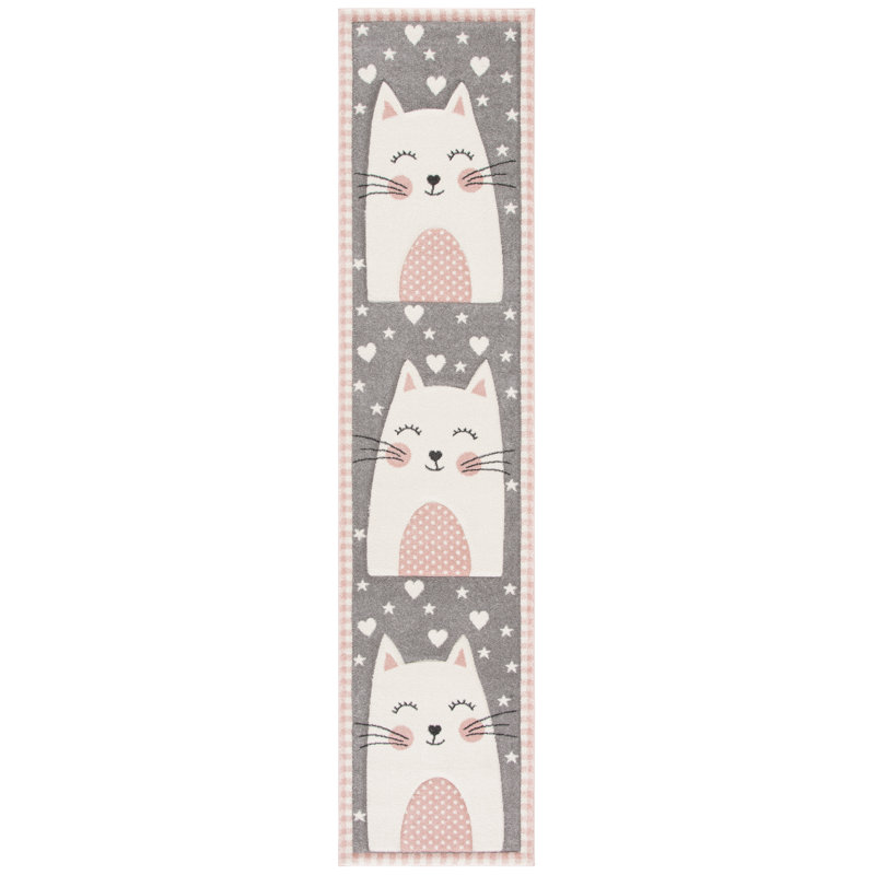  Tapis rose / gris Glantz Kids, Tapis de couloir 2 pi 3 po x 12 pi