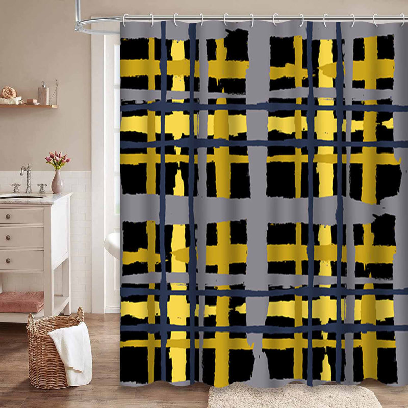 Rideau de douche imperméable à carreaux rustiques ClanPlaid avec 12 crochets, L 72 po x l 72 po