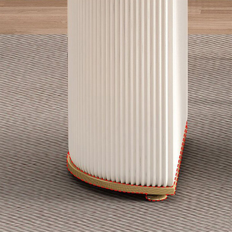 Blanc + demi-cercle en pierre frittée blanc crème + bois manufacturé avec bureau 1 tiroir, Orienté à gauche (vu de face)