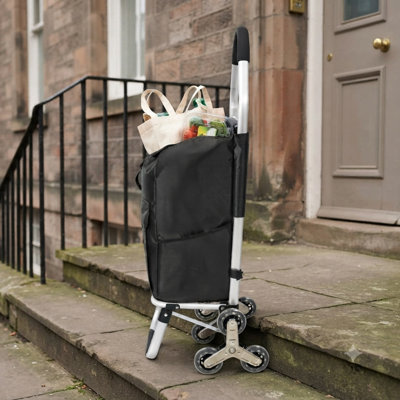 Chariot de magasinage à escaliers LifeSky: Chariot pliable avec sac imperméable amovible de 40 L et roues triangulaires - Capacité de poids de 40 kg pour les appartements et les escaliers
