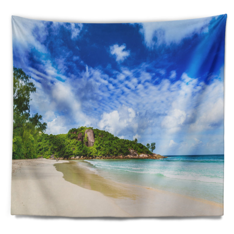 Tapisserie de plage tropicale tranquille Seychelles, H 50 po x l 60 po