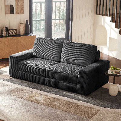 80" Cloud Loveseat Sofa, Corduroy Sectional Couch, Compression Love Seats For Living Room, No Assembly Required