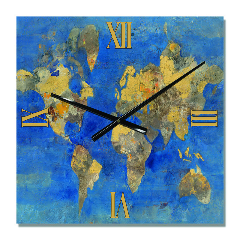 Golden Glam World Map - Horloge murale Glam, Très grand