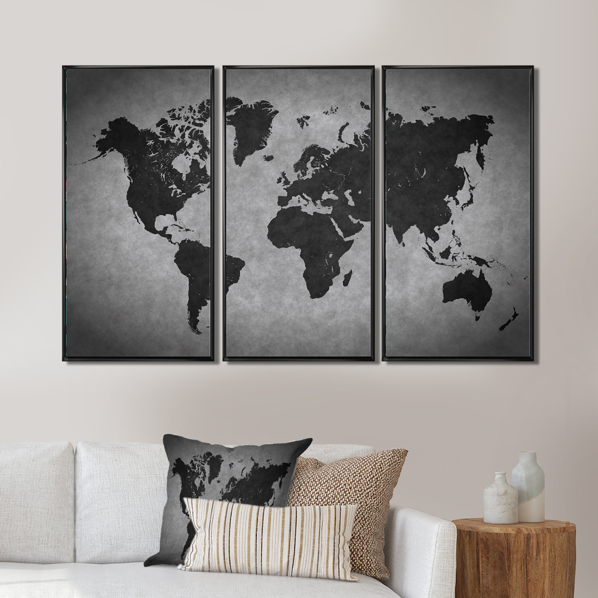 Mappemonde Borderless Black Gold Canvas Print