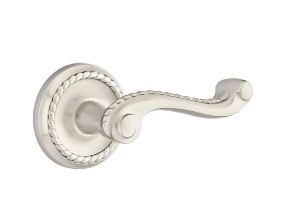 Mortaise intérieure Emtek Passage avec rosette et levier de corde, Gauche, Nickel satiné