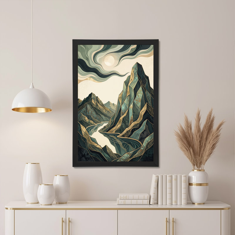 Art mural toile sarcelle et or, 36"H x 24"W