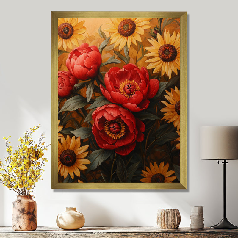 Bollitree - Art mural floral, H 32 po x l 24 po, Reproduction encadrée d'une seule photo, Doré