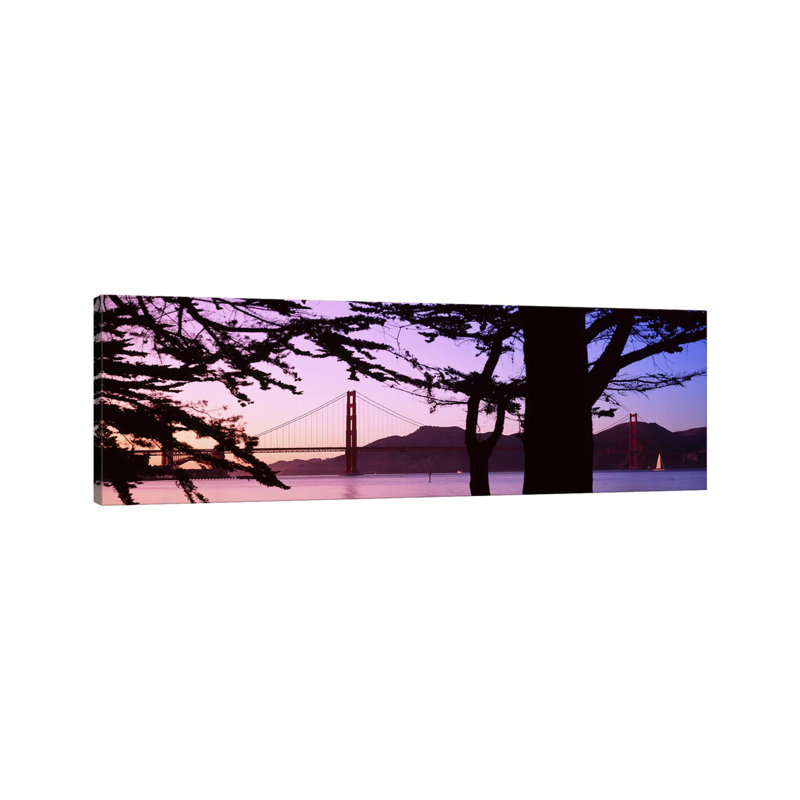 Suspension Bridge Over Water, Golden Gate Bridge, San Francisco, California, USA by Panoramic Images - Wrapped Canvas Panoramic Print